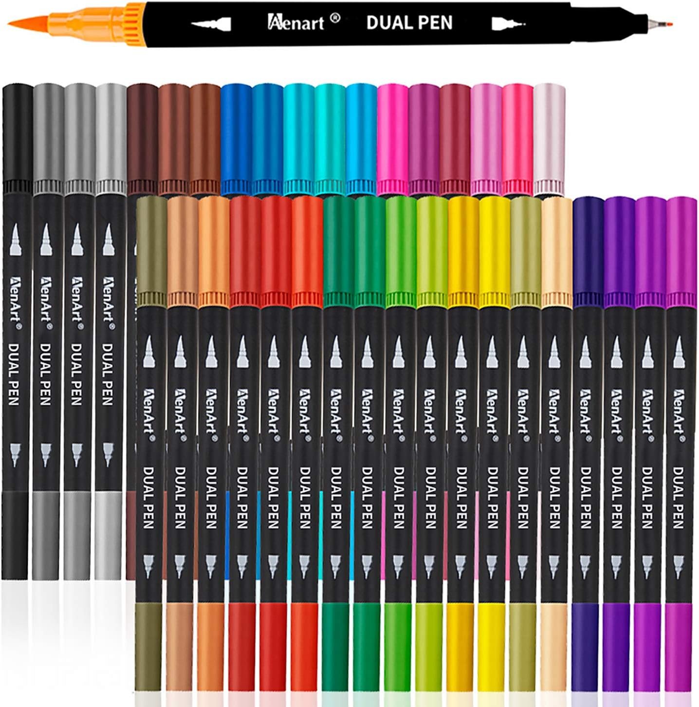 Dual Markers Brush Pens, 36 Fine Point Art Marker, Double Tip Colored Pen for Adult Coloring Hand Lettering, School Classroom Art Suppliers  Arts, Crafts & Sewing