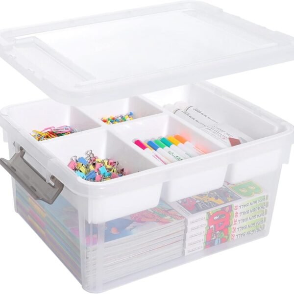 Citylife 17 QT Plastic Storage Box with Removable Tray Craft Organizers and Storage