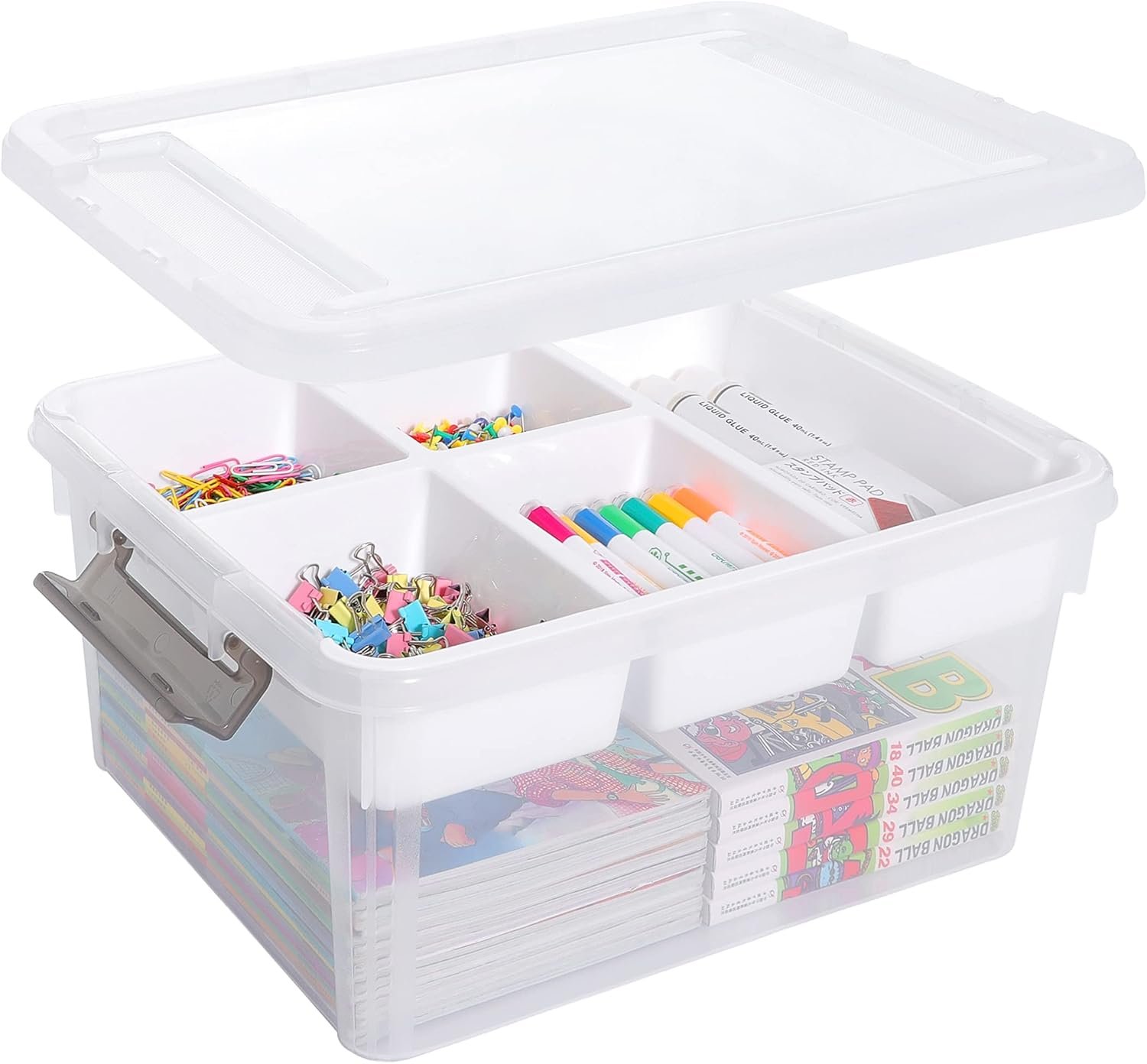 Citylife 17 QT Plastic Storage Box with Removable Tray Craft Organizers and Storage