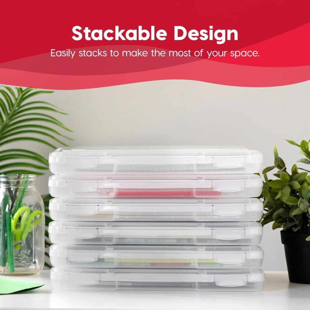 IRIS USA Board Game Storage Organizer Portable Plastic Project Case Box with Snap-Tight Latch, 6-Pack, Bin for Magazine Puzzles Craft Hobby Art Supplies, Fits 8.5" x 11" and A4 Papers - Image 6