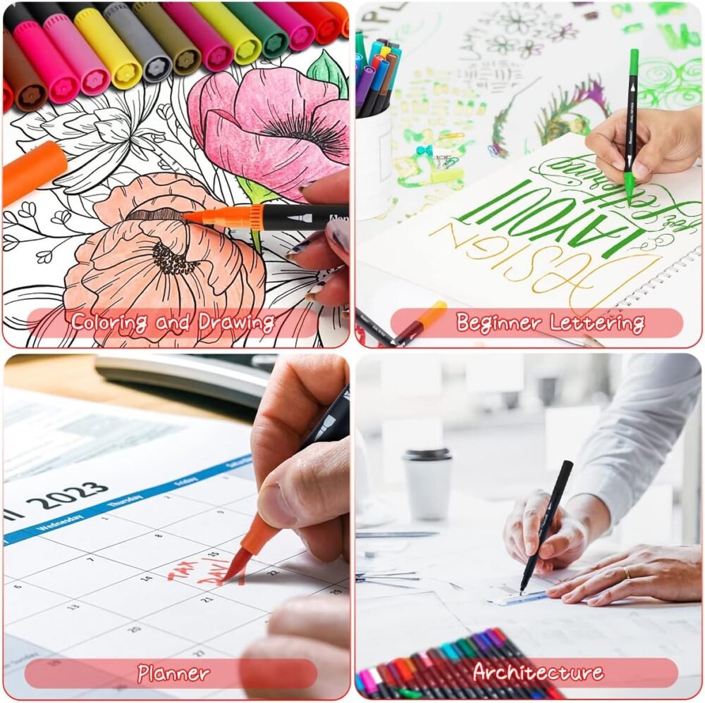 Dual Markers Brush Pens, 36 Fine Point Art Marker, Double Tip Colored Pen for Adult Coloring Hand Lettering, School Classroom Art Suppliers  Arts, Crafts & Sewing - Image 4