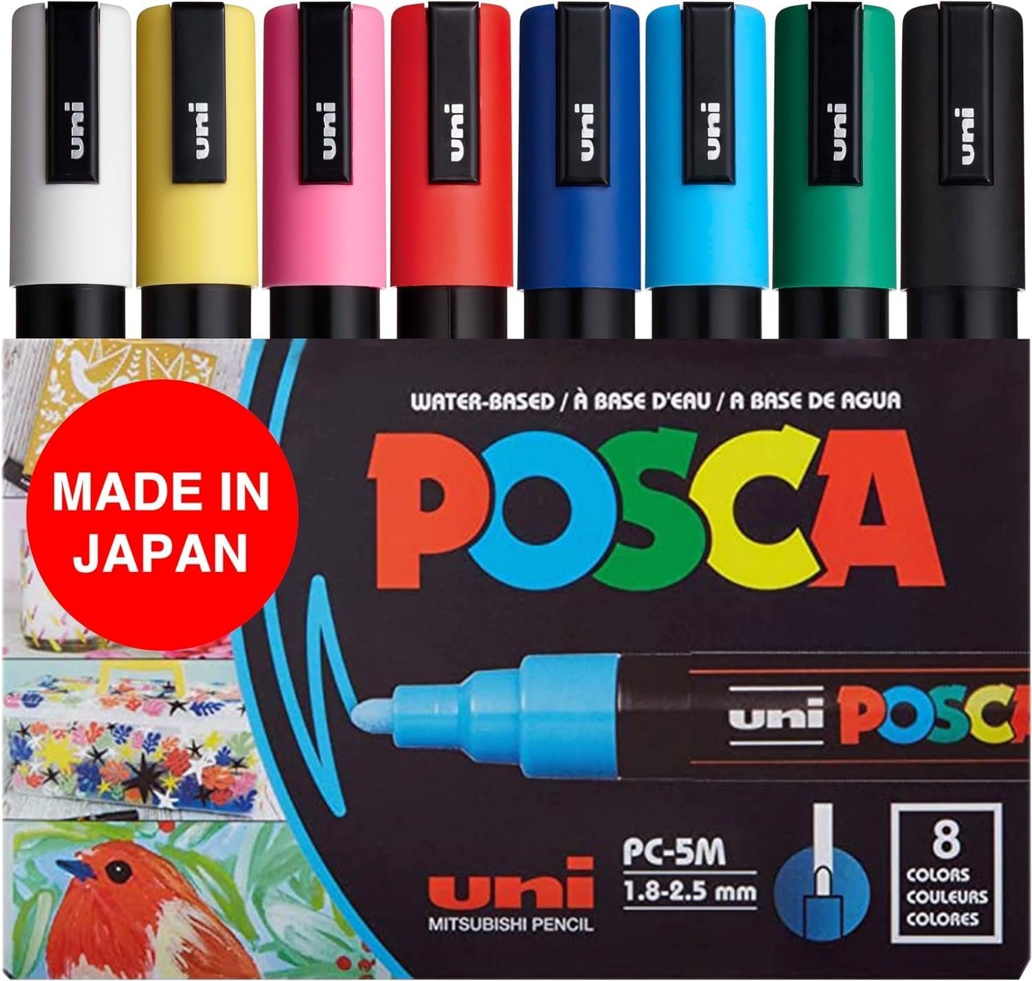 POSCA 8-Color Paint Marker Set, PC-5M Medium Arts, Crafts & Sewing