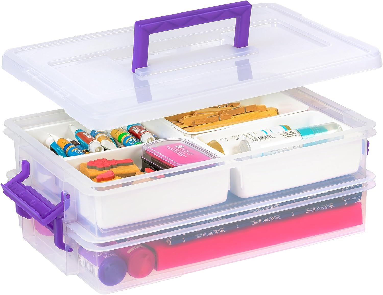 IRIS USA 9 Qt. Plastic Storage Bins with Lids, 1 Pack, Craft Storage Container, Sensory Bin, Organizing Containers for Home, Office & Art Supplies, Stackable