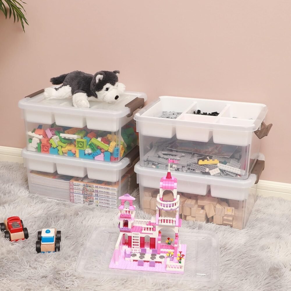 Citylife 17 QT Plastic Storage Box with Removable Tray Craft Organizers and Storage - Image 7