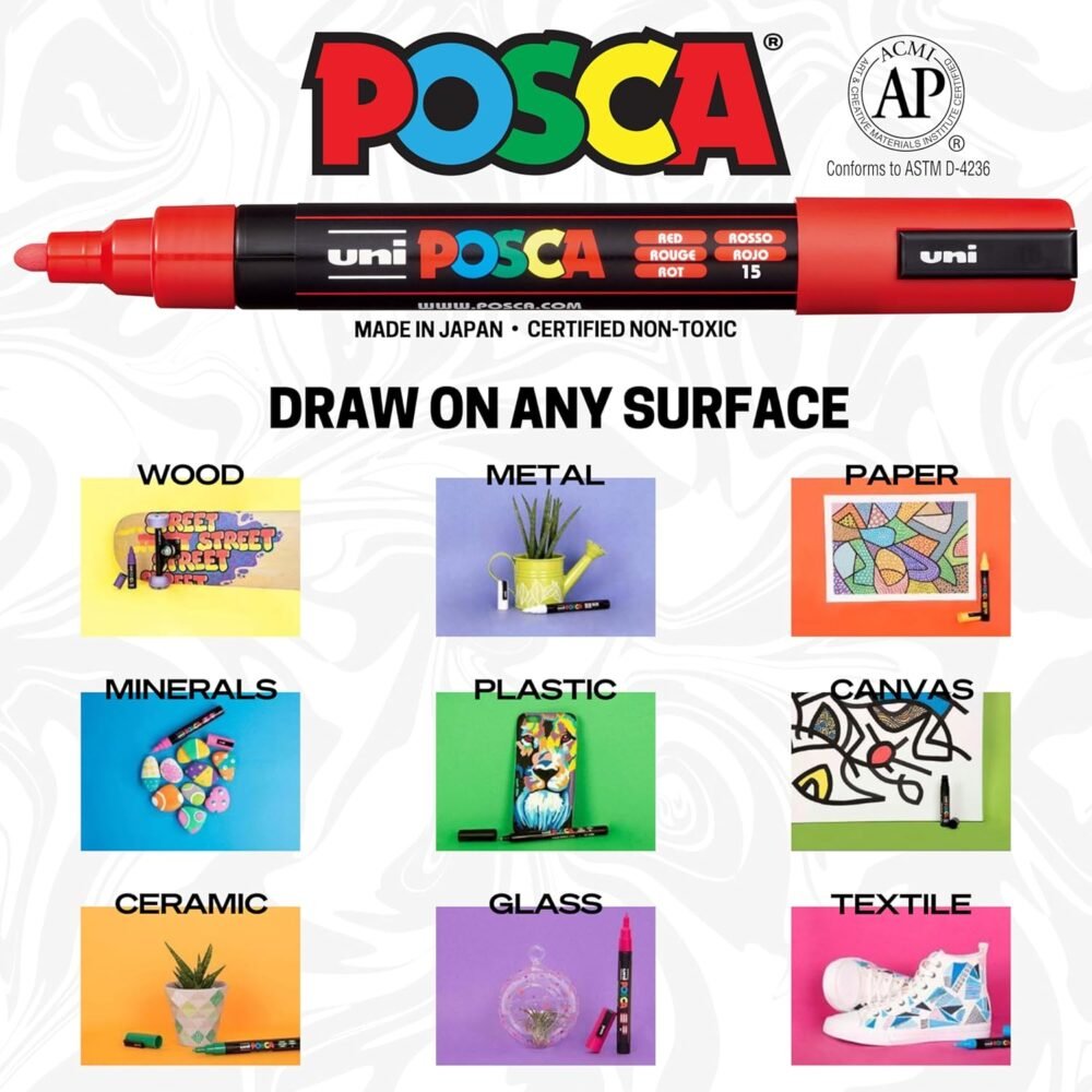 POSCA 8-Color Paint Marker Set, PC-5M Medium  Arts, Crafts & Sewing - Image 2