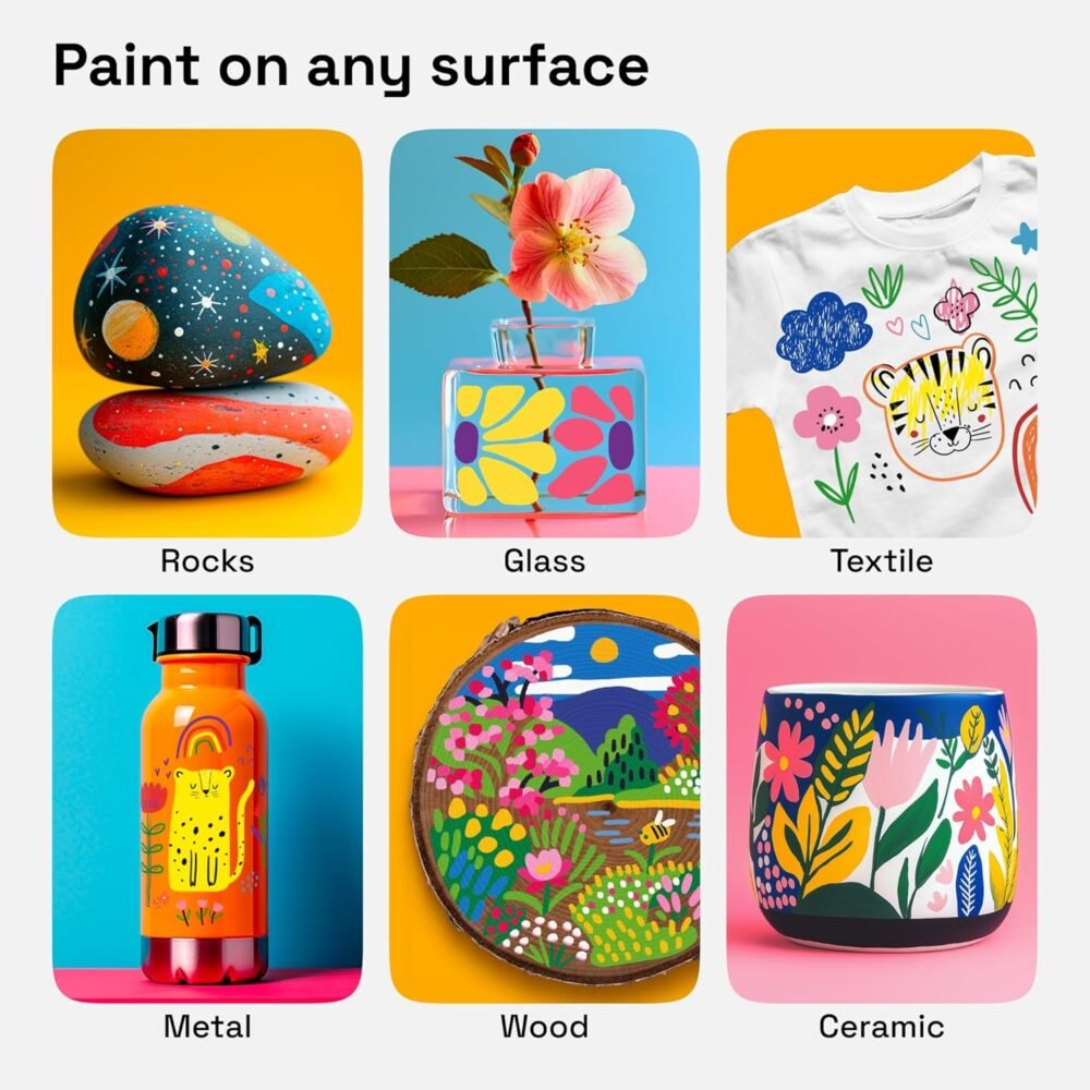 ARTISTRO 24 Dual Tip Acrylic Paint Markers, Acrylic Paint Pens, Fabric Markers for Textile, Rock, Glass, Wood, Paper, Ceramic, Canvas DIY Art Supplies Kit for Kids and Adults (Dual Tip Dot + Fine, 24)  Arts, Crafts & Sewing - Image 4