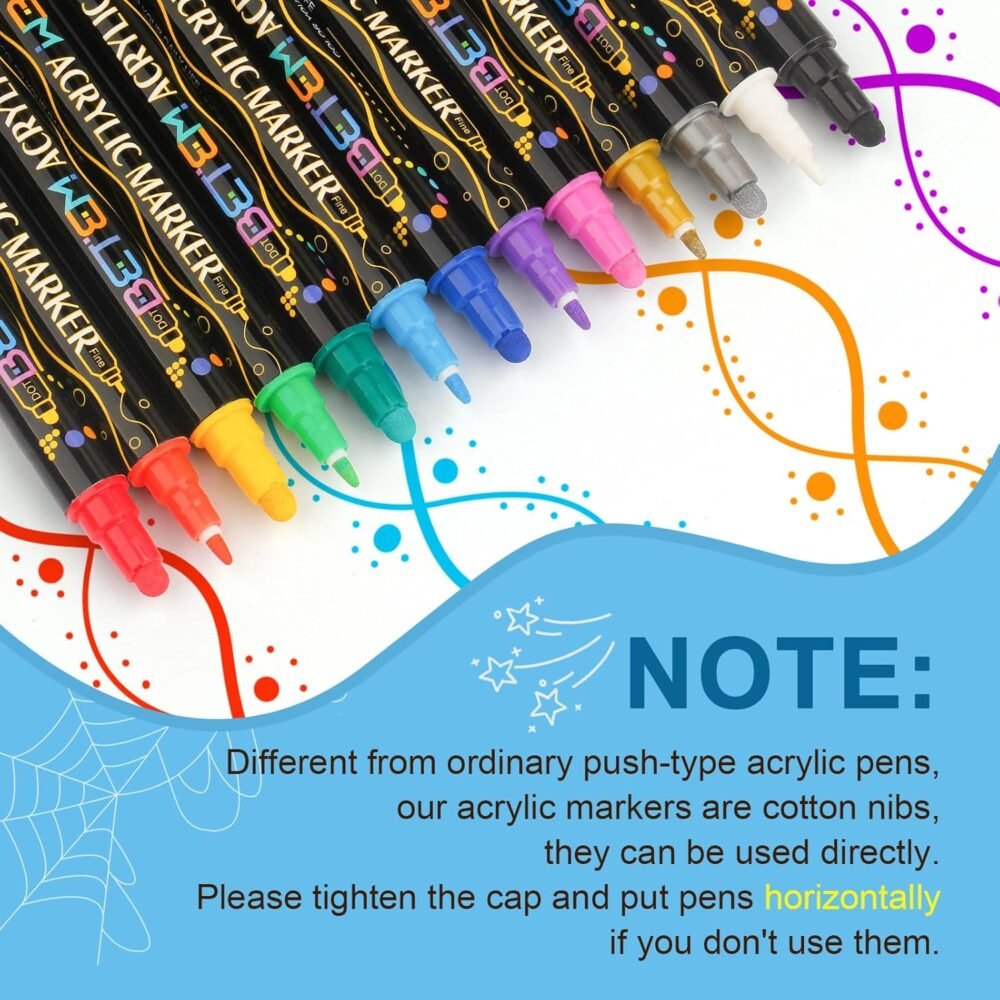 Betem 24 Colors Dual Tip Acrylic Paint Pens Markers, Premium Acrylic Paint Pens for Wood, Canvas, Stone, Rock Painting, Glass, Ceramic Surfaces, DIY Crafts Making Art Supplies  Arts, Crafts & Sewing - Image 2