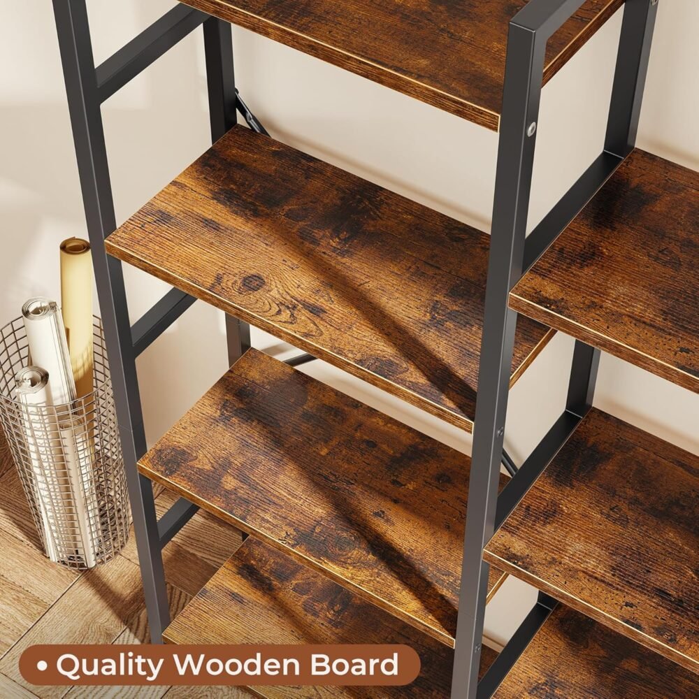 SUPERJARE Triple 4 Tier Bookshelf, Bookcase with 11 Open Display Shelves, Wide Book Shelf Book Case for Home & Office, Rustic Brown - Image 6