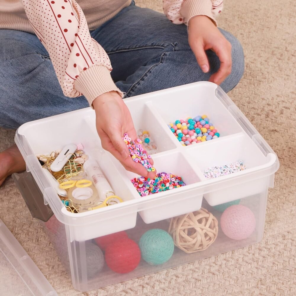 Citylife 17 QT Plastic Storage Box with Removable Tray Craft Organizers and Storage - Image 4